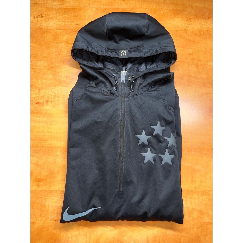 Nike Mens 1/4 Zip Pullover Hoodie Black Reflective Star Graphic Windbreaker M